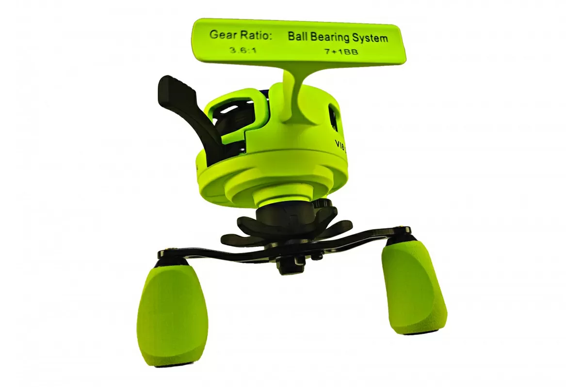 Катушка Зимняя Jig It Team Dubna Vib Special G2 lime, вращение левой рукой — изображение 4